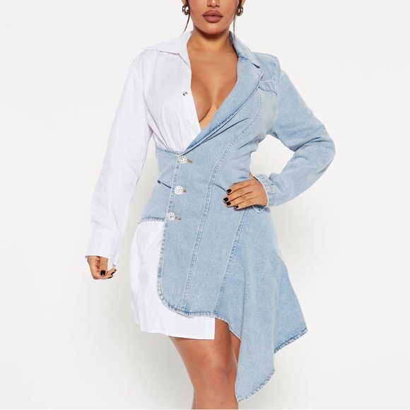 Dresses & Skirts - City Girl Embellished Denim Mini Dress